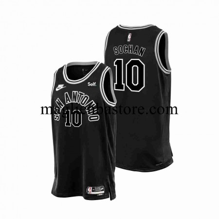 Maglia NBA San Antonio Spurs Jeremy Sochan 10 Nike 2022-2023 Classic Edition Nero Swingman - Uomo